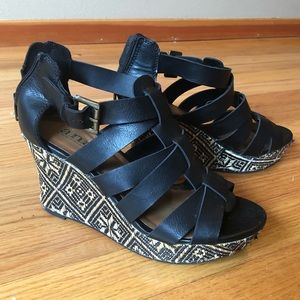 7.5 black wedge heel sandals by A.N.A.